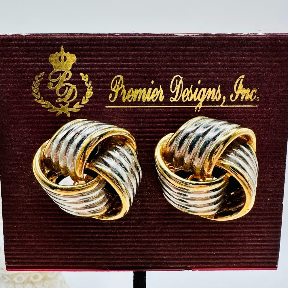 Vintage Premier Designs Two-Tone Knot Earrings